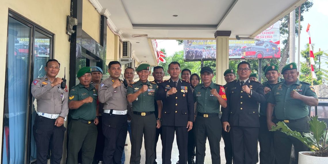 Dalam Rangka Hut Bhayangkara ke 79 Polsek Sunggal mendapatkan Kunjungan dari Koramil 06/MS.Selasa 01/07/25.