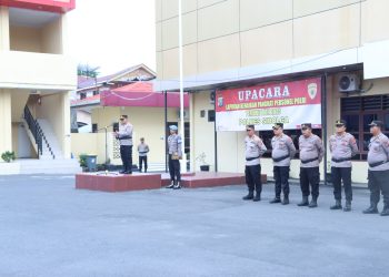 PJU Polres Sibolga Mengikuti Upacara Laporan Kenaikan Pangkat, Dipimpin Kapolres Sibolga