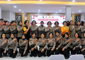 HUT ke-77, Polwan Polda Sumut Bersama Bhayangkari Tebar Kepedulian Lewat Donor Darah