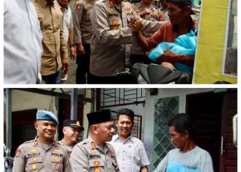 Kapolres Pelabuhan Belawan Beri Bantuan Sembako untuk Warga Terdampak Banjir Rob