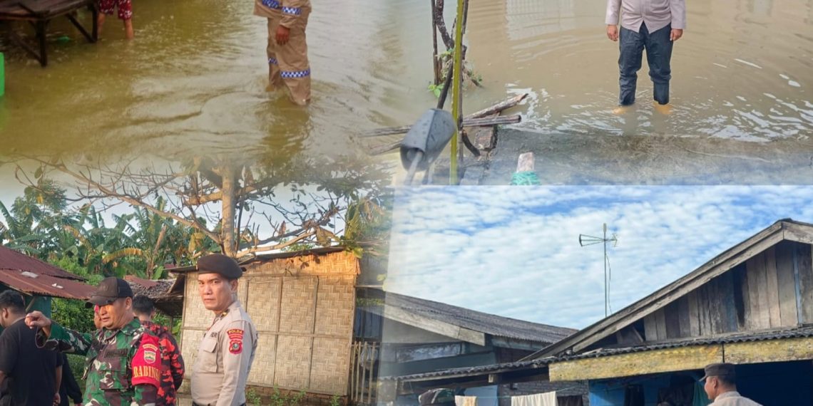 Bhabinkamtibmas dan Babinsa Gerak Cepat Pantau Desa Terdampak Banjir di Pantai Cermin Sergai