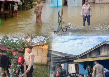 Bhabinkamtibmas dan Babinsa Gerak Cepat Pantau Desa Terdampak Banjir di Pantai Cermin Sergai