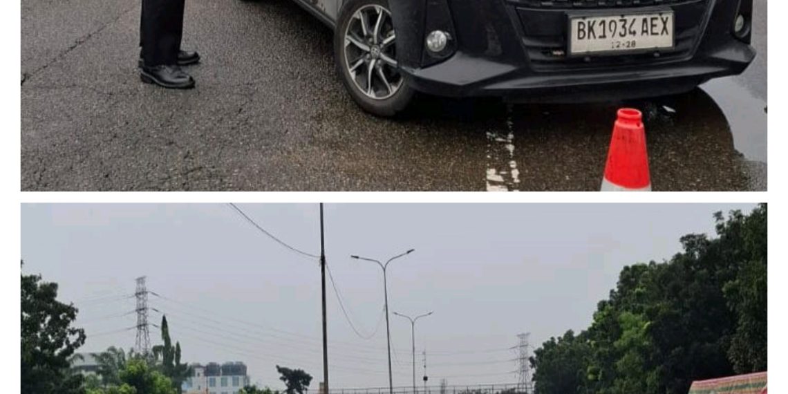 Sat Lantas Polres Pelabuhan Belawan Terapkan Contra Flow Akibat Banjir 1 Meter di Ruas Tol Arah Belawan