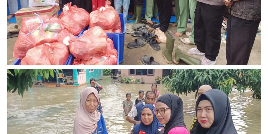 Ketua Bhayangkari Cabang Langkat Salurkan Bantuan untuk Pengungsi Banjir di Hinai