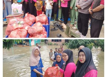 Ketua Bhayangkari Cabang Langkat Salurkan Bantuan untuk Pengungsi Banjir di Hinai