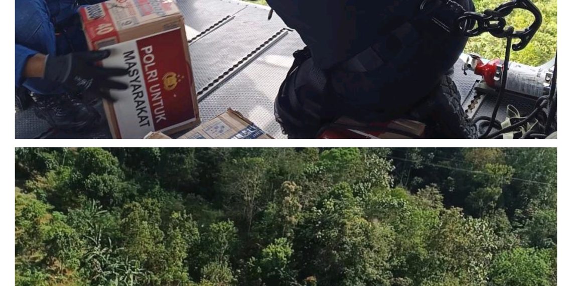 Polri Lakukan Air Drop Logistik di Tiga Titik Terisolasi Taput–Tapteng, Pastikan Bantuan Tetap Sampai