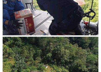 Polri Lakukan Air Drop Logistik di Tiga Titik Terisolasi Taput–Tapteng, Pastikan Bantuan Tetap Sampai