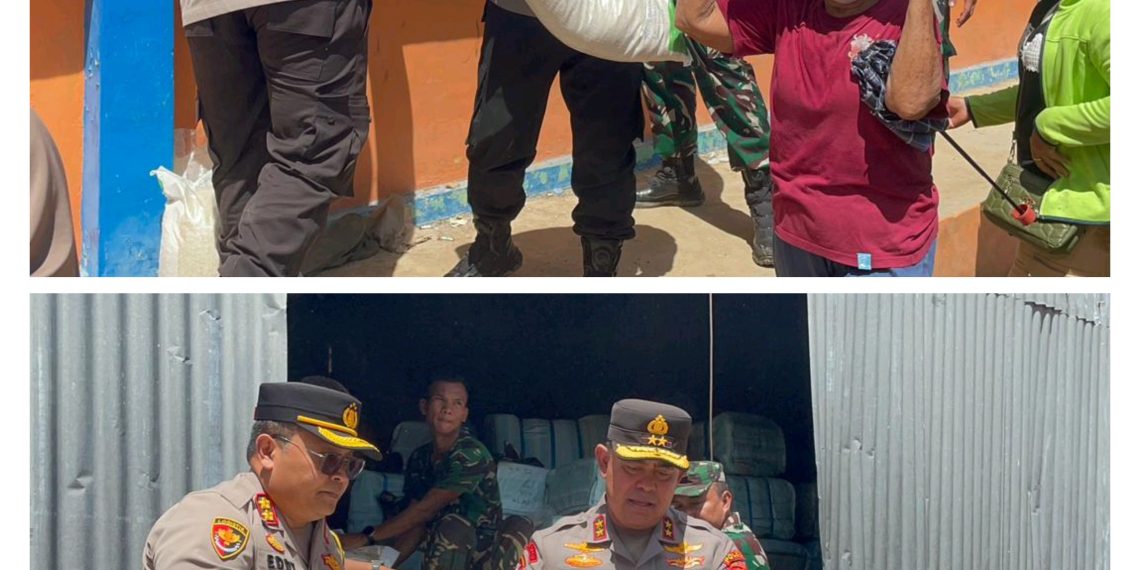 Kapolda Sumut dan Pangdam I/BB Turun Langsung Bagikan Beras untuk Korban Bencana di Tapanuli Tengah