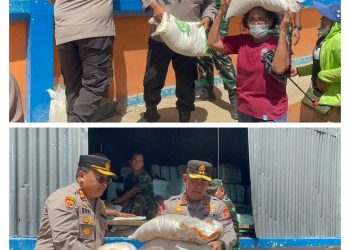 Kapolda Sumut dan Pangdam I/BB Turun Langsung Bagikan Beras untuk Korban Bencana di Tapanuli Tengah