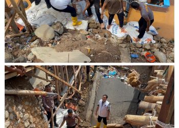 POLDA SUMUT BANGUN JEMBATAN DARURAT DI TAPTENG, PULIHKAN AKSES WARGA DAN JALINSUM