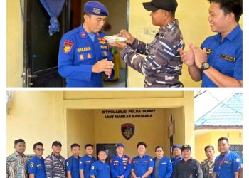 POS TNI AL Tanjung Tiram & Karang Taruna Beri Kejutan Tumpeng HUT Korps Polairud di Markas Batubara