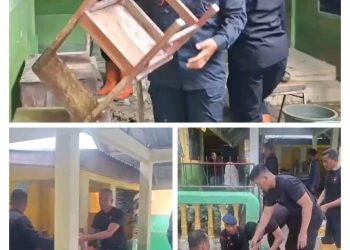 Di Tengah Lumpur Brimob Hadir Pulihkan Harapan Siswa SDN 3 Tanjung Pura Pasca Banjir