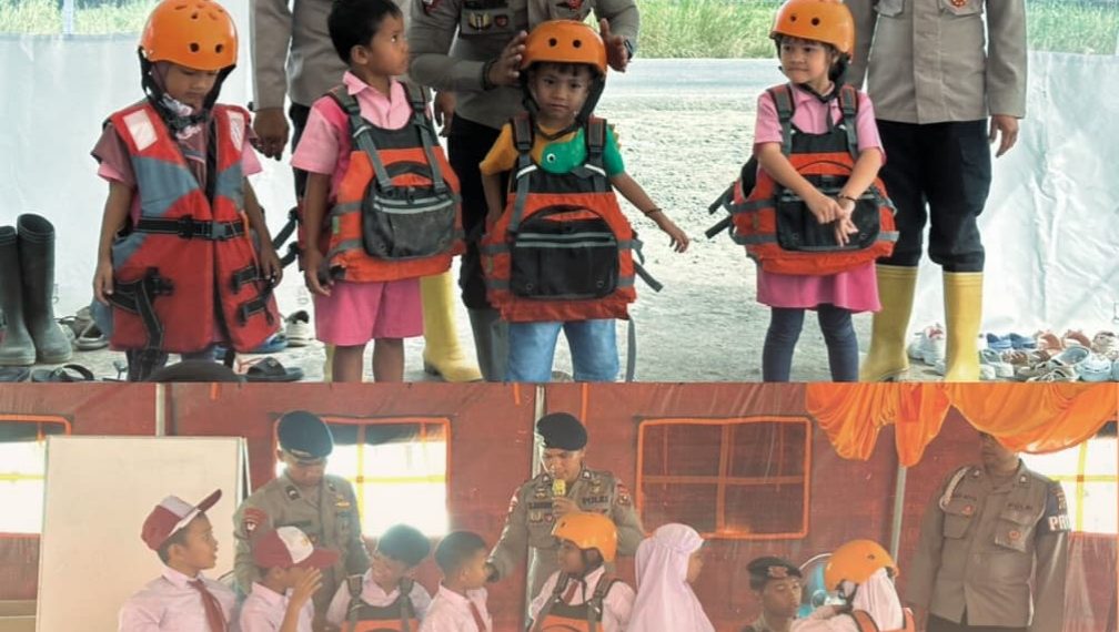 Melalui Trauma Healing, Brimob Sumut Kembalikan Keceriaan Anak-anak Pascabanjir