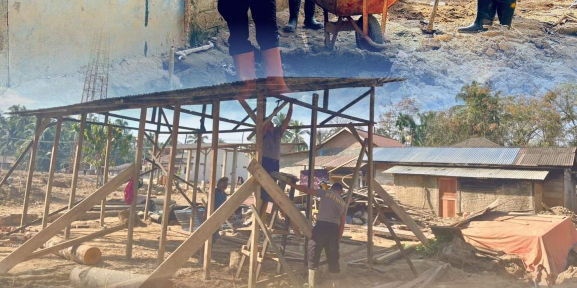 Brimob Sumut Terus Mendampingi Warga, Pembersihan Rumah dan Masjid Capai Progres Signifikan