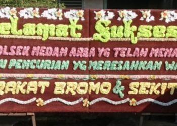Warga Jalan Bromo Kirim Papan Bunga, Apresiasi Respon Cepat Polsek Medan Area Tangkap Dua Pencuri