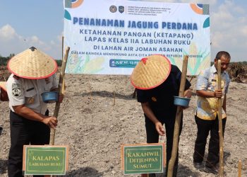 Kanwil Ditjenpas Sumut Tancap Gas Dukung Ketahanan Pangan Nasional, Tanam Jagung Perdana di Lahan Air Joman