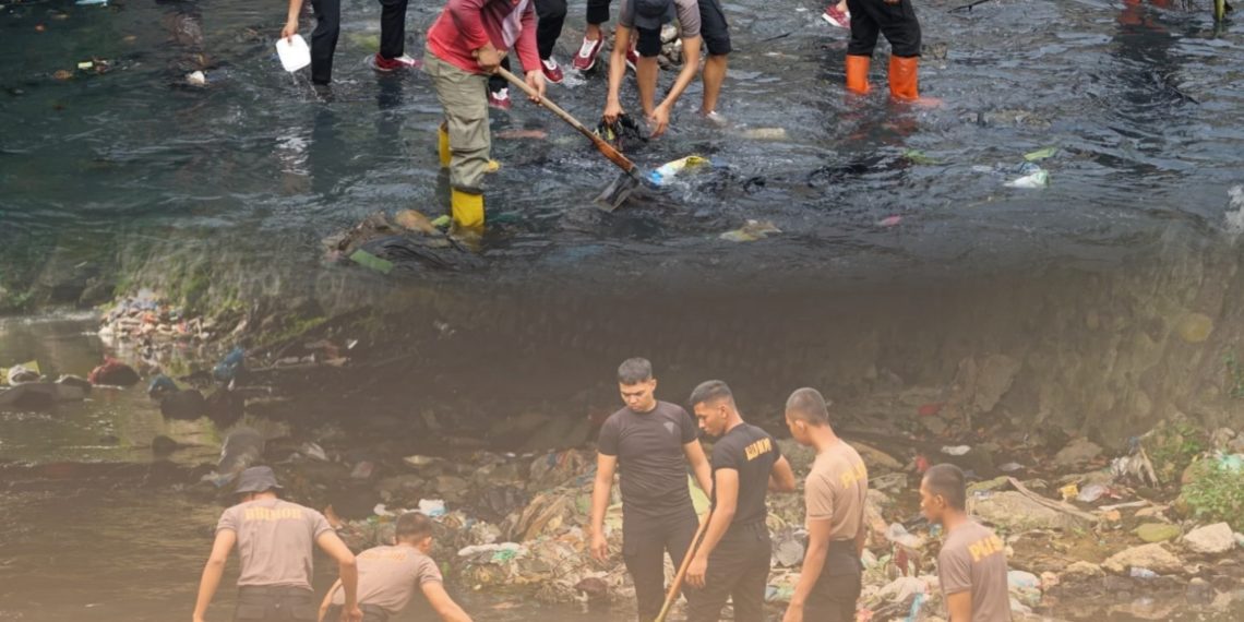 Brimob Sumut Turun ke Sungai, Aksi Nyata Menjaga Kehidupan dan Masa Depan Kota Medan