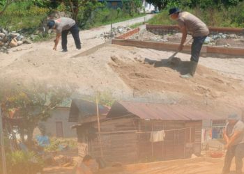 Gerimis Tak Surutkan Langkah Brimob Polda Sumut Bangun Hunian Warga Terdampak Banjir di Tapsel