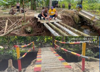 Brimob Polda Sumut Bangun Jembatan Darurat di Pelosok Tapsel, Akses Warga Kembali Terhubung