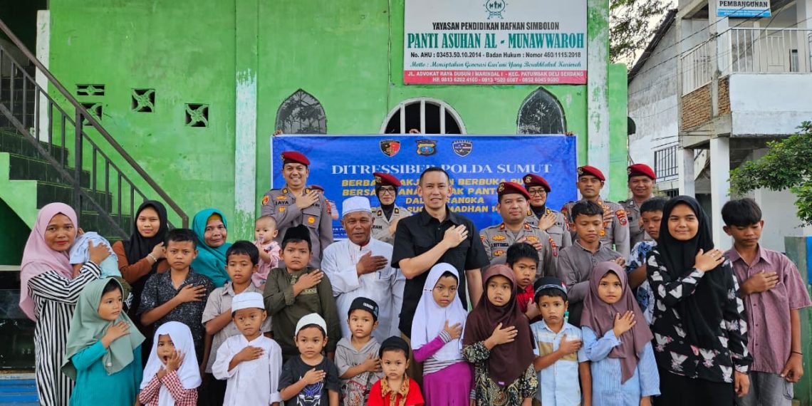 Ramadhan Penuh Kepedulian, Ditressiber Polda Sumut Berbagi Kebahagiaan dengan Anak Panti di Patumbak
