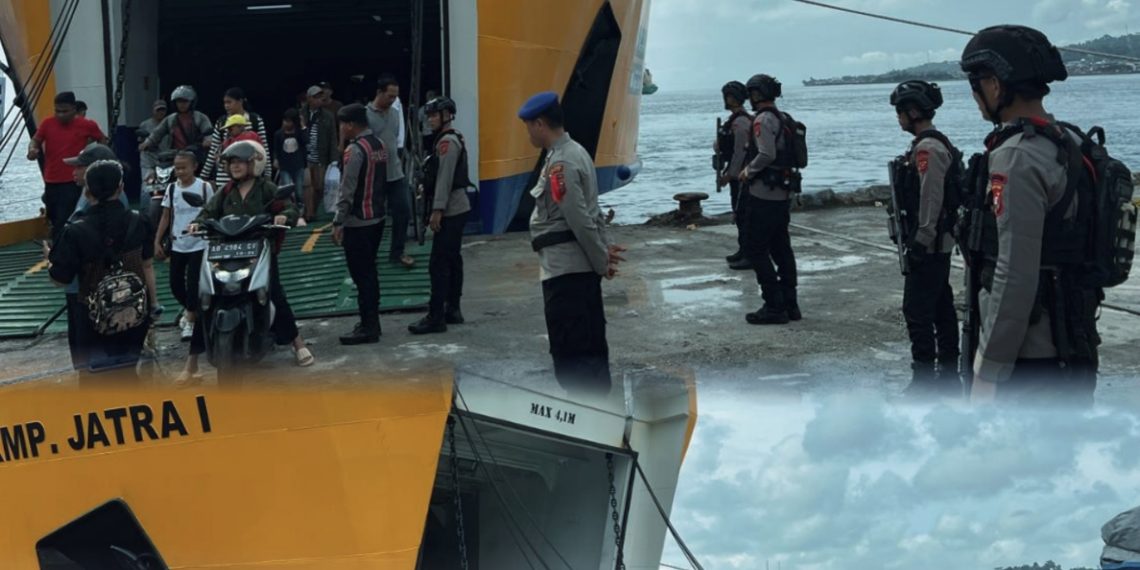 Jaga Gerbang Laut Nias, Brimob Sumut Intensifkan Patroli Arus Mudik di Pelabuhan Gunungsitoli