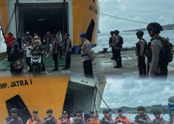 Jaga Gerbang Laut Nias, Brimob Sumut Intensifkan Patroli Arus Mudik di Pelabuhan Gunungsitoli