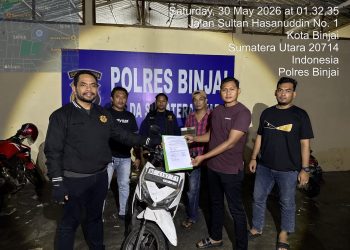 “Team Khusus Anti Begal 1.1 Polres Binjai berhasil amankan Sepeda Motor hasil Curian di Kabupaten Langsa Prop.NAD yang melintas di wilayah Kota Binjai”