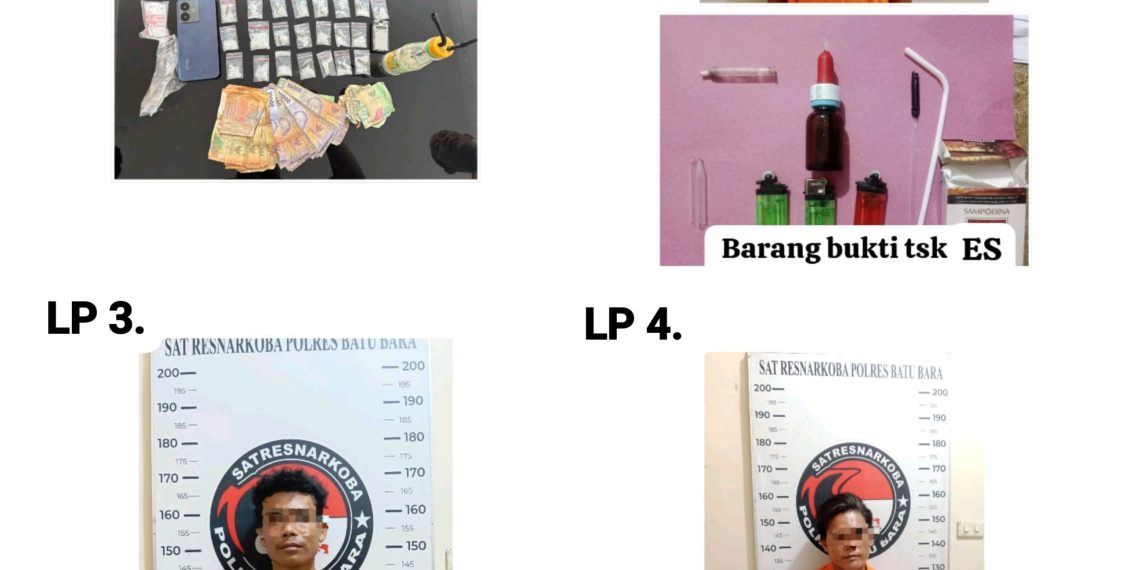 Polres Batu Bara Ungkap 4 Kasus Narkoba, 5 Tersangka dan Puluhan Gram Sabu Diamankan