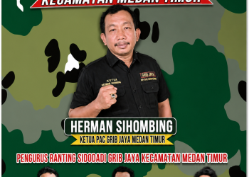 Herman Sihombing Dirikan Baleho, Ajak Anggota Perkuat Solidaritas GRIB Jaya Medan Timur