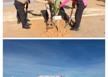 Gerakan Indonesia Asri, Polres Sibolga Bersihkan Pantai dan Tanam Pohon Sambut Hari Bhayangkara ke-80