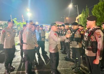 Kapolres Pelabuhan Belawan Pimpin Apel Patroli KRYD Skala Besar Antisipasi 3C