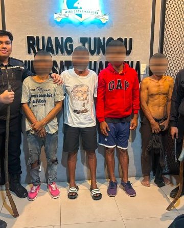 Patroli KRYD Polres Pelabuhan Belawan Amankan Empat Terduga Pelaku Tawuran dan Empat Senjata Tajam