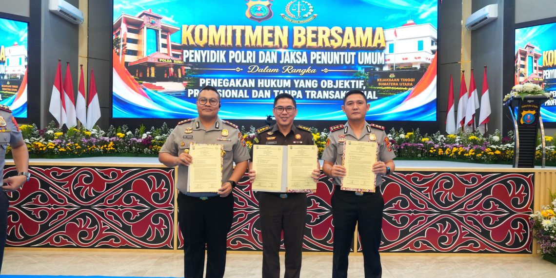 Kapolres Sibolga Hadiri Kegiatan Komitmen Bersama Penyidik dan Penuntut Umum dalam Rangka Penegakan Hukum yang Objektif, Profesional, dan tanpa Transaksional yang diadakan di Polda Sumut