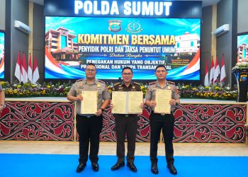 Kapolres Sibolga Hadiri Kegiatan Komitmen Bersama Penyidik dan Penuntut Umum dalam Rangka Penegakan Hukum yang Objektif, Profesional, dan tanpa Transaksional yang diadakan di Polda Sumut