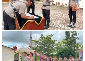Kapolres Pakpak Bharat Pimpin Upacara Serah Terima Jabatan Kasat Samapta.