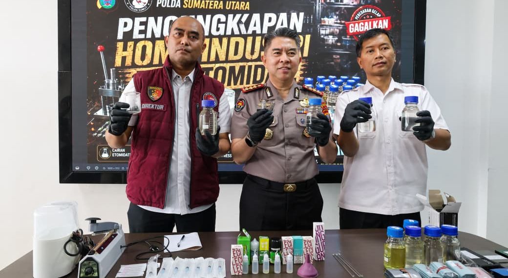 Polda Sumut Bongkar Home Industri Vape Mengandung Etomidate, Bahan Baku Diduga Dipasok dari Kamboja