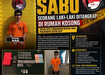 Diduga Edarkan Sabu, seorang laki-laki Ditangkap di Rumah Kosong, Polisi Sita Timbangan Digital dan Puluhan Plastik Klip