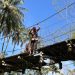 Bantu Warga Masyarakat Sat Brimob Batalyon – C Pelopor Polda Sumut Cek Kondisi Kelayakan Jembatan Gantung Di Pelosok Desa.