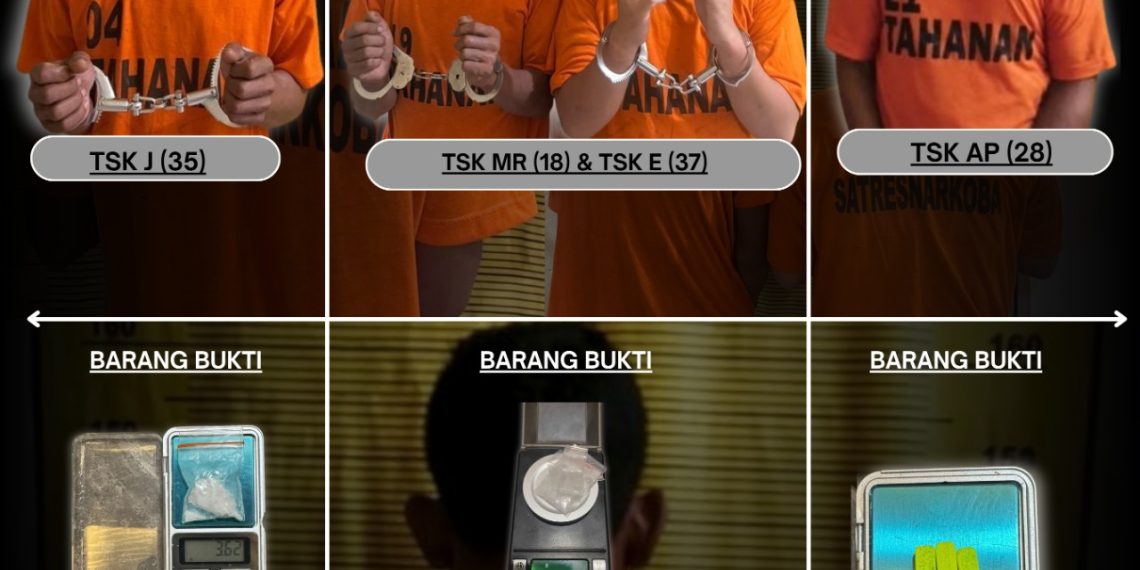 Satresnarkoba Polres Binjai Bekuk Empat Terduga Bandar Narkoba, Sita Sabu dan Ekstasi