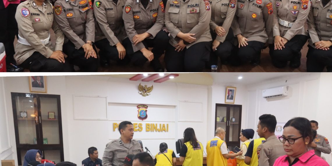 Sambut Hari Jadi Polwan Ke-78 Kapolres Binjai dan Ketua Bhayangkari cabang binjai Donorkan Darah untuk Kemanusiaan