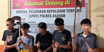 Cegah Tawuran dan Geng Motor, KRYD Polres Asahan Amankan Lima Remaja Beserta Sejumlah Sajam