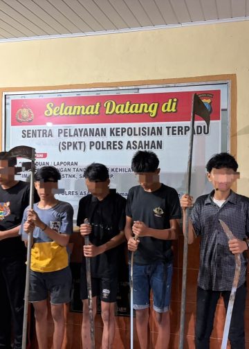 Cegah Tawuran dan Geng Motor, KRYD Polres Asahan Amankan Lima Remaja Beserta Sejumlah Sajam