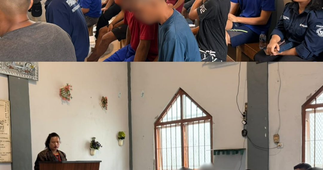 Bersama Kementerian Agama Kabupaten Langkat Rutan Tanjung Pura Laksanakan Pembinaan Rohani Warga Binaan di Gereja Oikumene