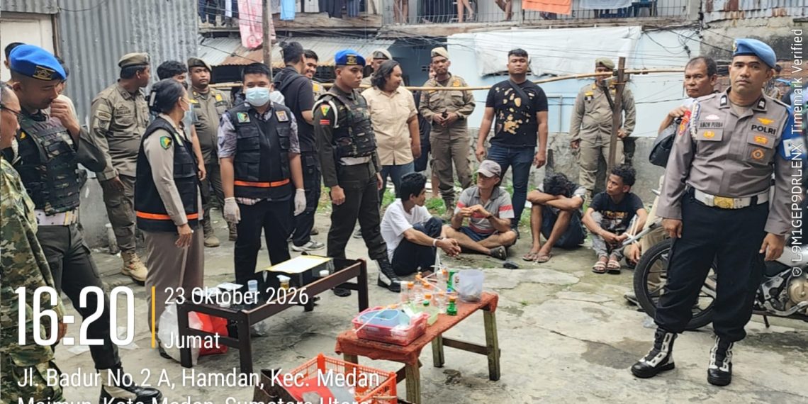 Polda Sumut Grebek Sarang Narkoba di Medan Maimun, 15 Orang Diamankan