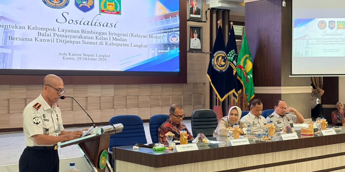 Kanwil Ditjenpas Sumut dan Bapas Medan Sosialisasikan Kelayan BINTER di Kantor Bupati Langkat,Rutan Tanjung Pura Hadir Dukung Reintegrasi Sosial