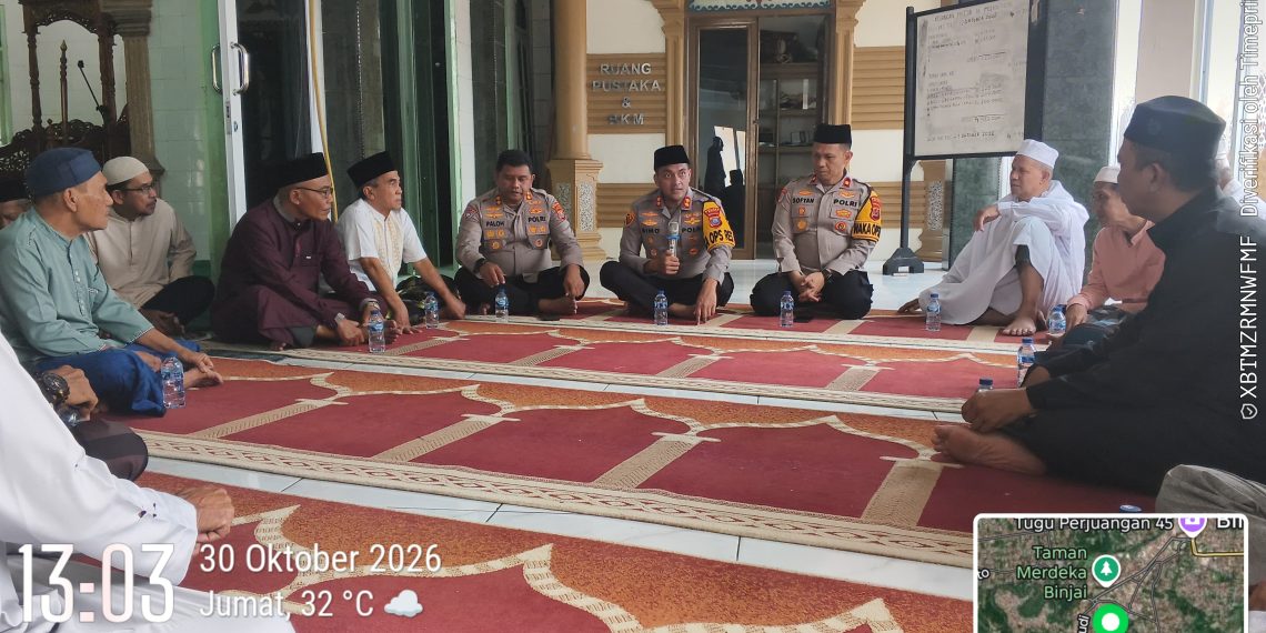Kapolres Binjai Laksanakan Jumat Keliling dan Sampaikan Himbauan Kamtibmas di Masjid Al-Muhajirin