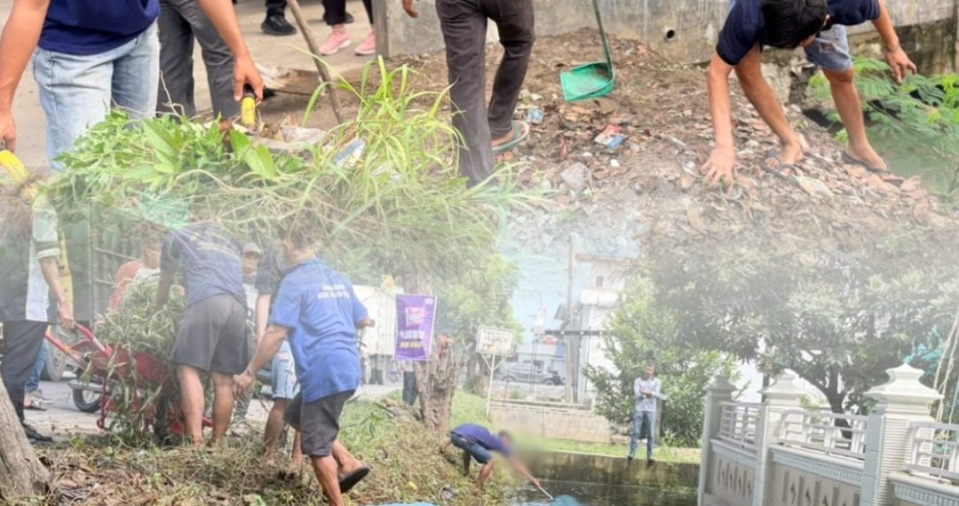 Dalam rangka Hari Bakti KEMENIPAS yang ke 2 Tahun 2026 Rutan Tanjung Pura Gelar Gotong Royong Bersihkan Saluran Air dan Tembok Luar Guna Cegah Banjir di Musim Penghujan