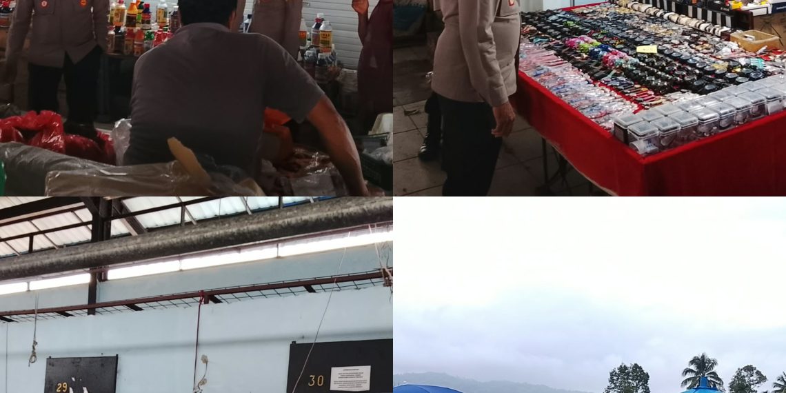 Polri Bersama Masyarakat Polsek Kerajaan Laksanakan KRYD Di Pasar Onan Sukaramai.
