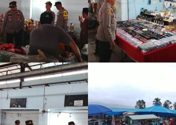 Polri Bersama Masyarakat Polsek Kerajaan Laksanakan KRYD Di Pasar Onan Sukaramai.
