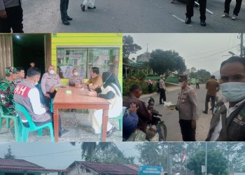 Di Tengah Kepungan Kabut Asap Kapolsek Kerajaan, Camat STU Jehe Dan Kapuskesmas Sibande Bagikan Masker Kesehatan Kepada Warga Masyarakat.